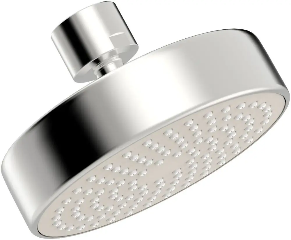 Kopfbrause in verchromtem Design, rund mit gleichmäßiger Düsenanordnung. HANSABASICJET sorgt für einen gezielten Wasserstrahl in Dusche oder Bad.